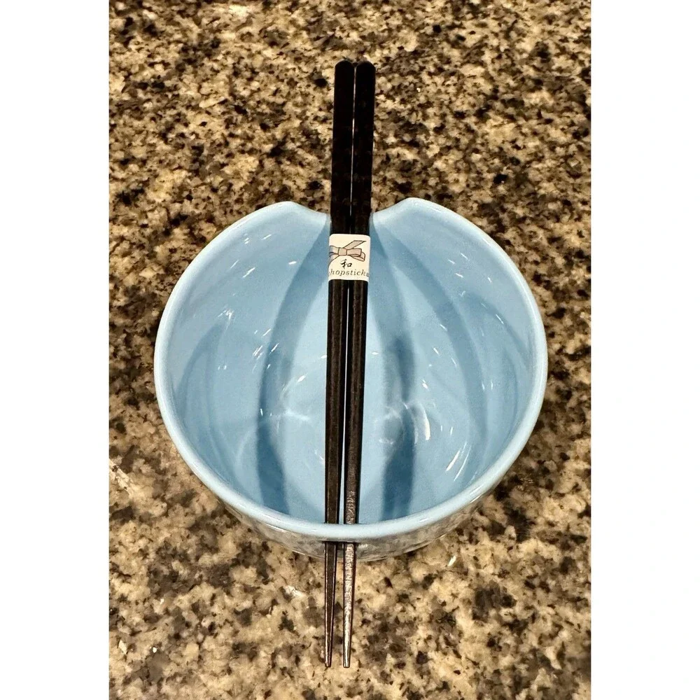 Silver Buffalo Disney Lilo Stitch 20oz Ceramic Rice Bowl & Chopstick Dinning Set
